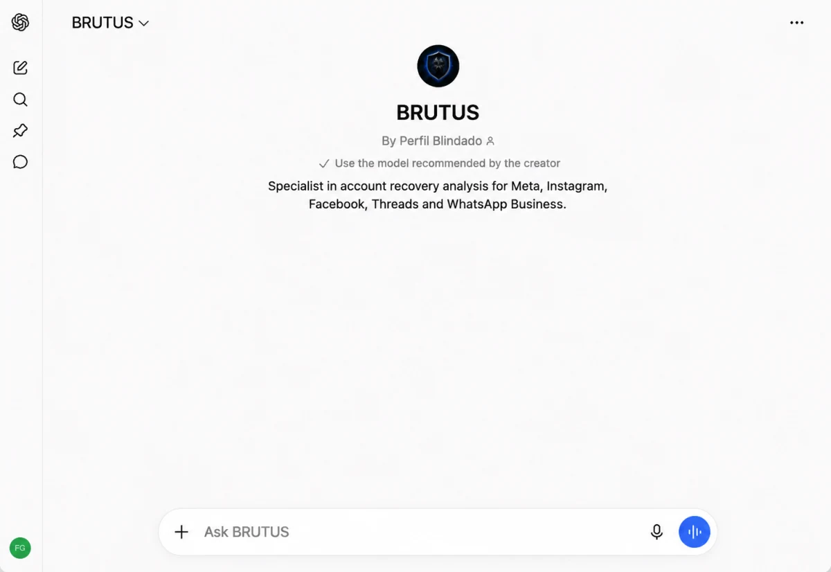 Preview of the BRUTUS assistant interface in English