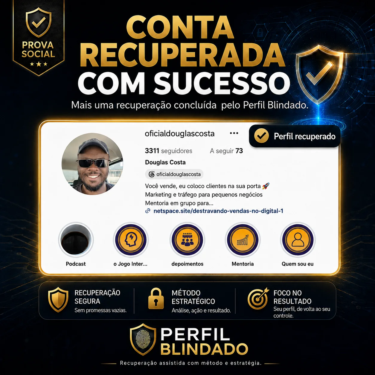 Conta de Douglas Costa recuperada pelo Perfil Blindado